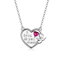 Baoxiaohed Collana in Argento Sterling, Parole di Impronta Collana S925 Argento Amore Cuore Angelo, Adatto per La Festa della Mamma, Regali di Anniversario E Regali di Compleanno