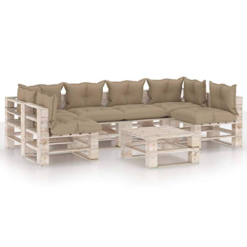 SKM Set Divani da Giardino Pallet 7 pz con Cuscini in Legno di Pino (157.76kg) -6282