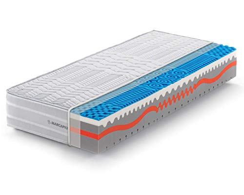 Marcapiuma - Materasso Singolo Memory 80x190 alto 25 cm - SUNSHINE - Rigidità H2 Medio 9 zone - Dispositivo Medico - Rivestimento Carbonio Silver Sfoderabile Antiacaro 100% Made in Italy