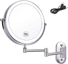 Specchio da parete per trucco con illuminazione a LED, con presa USB, luci dimmerabili da 20 cm, per rasatura in camera da letto o in bagno