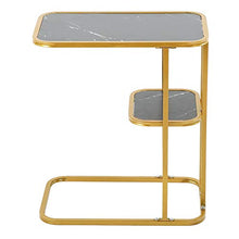 Tavolino laterale con telaio metallico, tavolino da divano a forma di C, tavolino da caffè interno con ripiano portaoggetti per casa, carico massimo di 20 kg