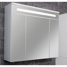 FACKELMANN Set di mobili da bagno Kara 3 pezzi, 80 cm, bianco con lavabo in ceramica e armadietto a specchio a LED