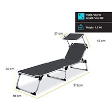 DHHZRKJ Chaise Longue Pieghevole, Sedia da Spiaggia Regolabile con tettuccio Parasole, Sedia reclinabile per Patio a gravità Zero, per Prendere Il Sole a Bordo Piscina nel Cortile Esterno