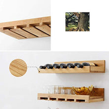 Portabottiglie e portabottiglie da Parete splendidamente, appesi in Legno Naturale, 18 Bottiglie e 15 Bicchieri