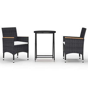Tidyard Set da Bistrot con Cuscini,Tavolo Sedie da Giardino in Polyrattan,Set Mobili da Giardino,Composto da 2 poltrone + 1 tavolino, Polipropilene Anti-UV,per Giardino,Terrazza e Balcone