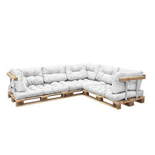 [en.casa] Divano Paletta - a 5 posti con Cuscini - (Bianco) Set Completo incl. bracciolo e Schienale - Arredi Casa