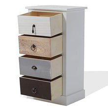 Rebecca Mobili Comodino Bianco Nero Beige, cassettiera 4 cassetti, Legno Paulownia, Stile Shabby, Camera Bagno Sala - Misure: 69 x 37 x 27 cm (HxLxP) - Art. RE4310