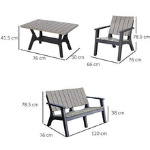 Set Salotto da Giardino Divano 2 Poltrone e Tavolino in Polipropilene Grigio
