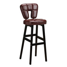 Sedia da bar con schienale alto, gambe in legno di faggio e seduta in finta pelle, sgabello da bar alto altezza KTV Cashier sedia - marrone seduta, nero, 58 cm (colore : nero, dimensioni: 68 cm)