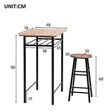 N / A - Set tavolo da bar per cucina, sala da pranzo, colazione, 2 seggioloni, set da 3 pezzi, tavolo da bar moderno con tavolo e sedie, tavolo da bar, altezza bancone con 2 sgabelli da bar (marrone)