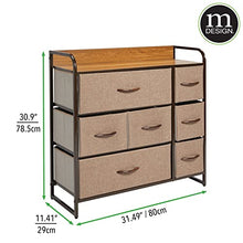 mDesign Elegante cassettiera con 2 cassetti grandi, 2 medi e 3 piccoli – Capiente canterano ideale per qualunque stanza della casa – Comò in metallo, legno MDF e tessuto – marrone chiaro