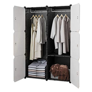 Locker Deeper Armadio Armadio 2-Hanging Archivi Rimovibili di Plastica 6 Porte Gitter Scaffali Abbigliamento Home Camera Nero 75X47X111CM MUMUJIN