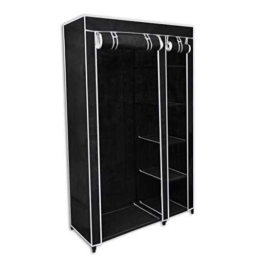 cangzhoushopping Armadio Guardaroba Pieghevole Nero 110 x 45 x 175 cm Arredamento Armadietti e portaoggetti Armadi