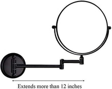 LYHY Specchio cosmetico da Parete 3X Nero, Specchio ingranditore Girevole a 360 °, Specchio da Barba per Il Bagno,? Specchio cosmetico bifacciale da 20 cm, Specchio da Parete Pieghevole