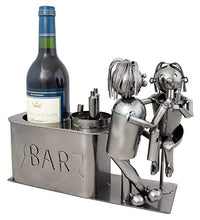 Brubaker Amanti portabottiglie Vino Presso Il Bar Oggetti Decorativi in Metallo Oggetto Decorativo Coppia Regalo Stand Bottiglia con Biglietto di Auguri
