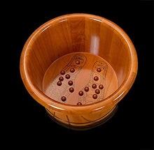 XHDMJ Vasca per Piedi in Legno Massello con Vasca Pediluvio Ispessita E Copertura per Massaggio Pedicure A Casa, Marrone, 41X35Cm