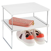 mDesign Set da 2 organizer armadio in metallo e plastica per sfruttare lo spazio verticale – Mensola aggiuntiva per ripiani – Divisorio per armadi adatto anche a cucina o bagno – bianco
