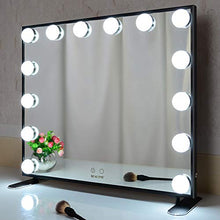 BEAUTME Hollywood Specchio da trucco con luci, Specchio da trucco grande con 14 lampadine a LED, alluminio Frame Table o Wall Mirror (Nero)