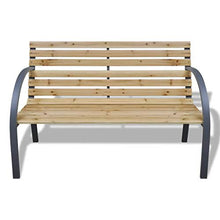 Ausla Panca da giardino decorativa, 120 x 62 x 82 cm, in legno e ferro per giardino, panca da terrazza, con schienale