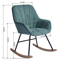Homycasa, poltrona a dondolo in tessuto moderno, per il tempo libero e rilassante, design ergonomico con gambe in legno massello per soggiorno (tessuto verde)