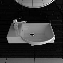 Alpenberger - Lavandino elegante in formato mini, da parete, in ceramica di alta qualità, per il bagno degli ospiti (45 x 32 cm, rettangolare)