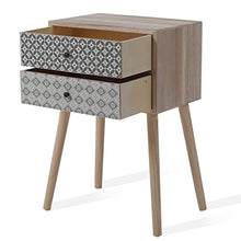 Rebecca Mobili Comodino 2 Cassetti Stile Scandinavo Legno Marrone Chiaro Grigio Arredamento Camera Salotto - 69 x 45 x 30 (H x L x P) - Art. RE6118