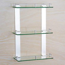 Ghelf Scaffale per stoccaggio Spazio in Alluminio Triplo ripiano in Vetro a Parete in Alluminio e Vetro Bagno Organizer Shelf Bathroom Square Doccia Doccia Organizzatore Rack Anodizing Bagno Scaffali