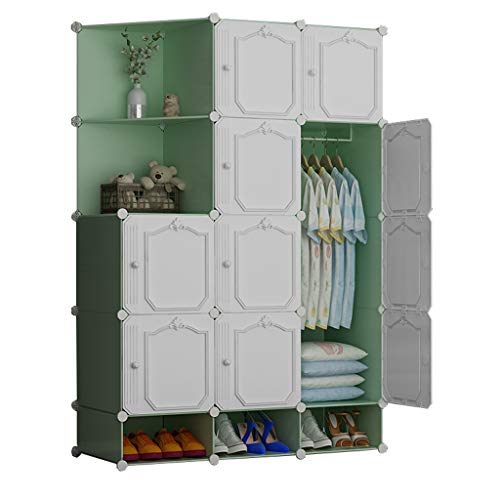 Locker Armadio Scarpe-Bit Hanging di Plastica Withdoor Gitter Angolo Scaffali Abbigliamento Scaffalature Home Camera Verde 111X47X165CM MUMUJIN