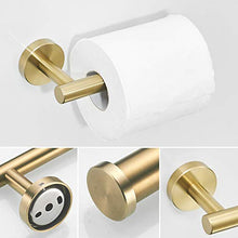 WOMAO 4 Pezzi Accessori da Bagno Set Accessori: portarotolo, Appendiabiti, portasciugamani, Asciugamano, Moderno Oro Spazzolato Rifinito per la Perforazione