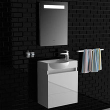 Alpenberger Lavabo in ceramica sanitaria I mobiletto preassemblato bianco laccato lucido I LED illuminazione specchio I bagno ospiti WC arredamento sinistra