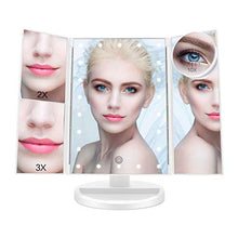 SeaNpem - Specchio da trucco a 22 LED, con ingrandimento 3X/2X e touch screen, per controsoffitto, ad alta definizione, per bagno o camera da letto, con rotazione di 180° bianco