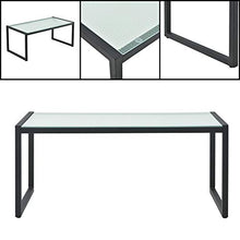 casa.pro Set Mobili da Giardino Completo di 2 Poltrone e 1 Divano da Esterno con Cuscini in Olefina e 1 Tavolino con Piano in Vetro - Nero e Grigio