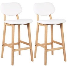 WOLTU Sgabelli da Bar Sedia Alta Cucina con Schienale Poggiapiedi PU Gambe di Faggio Comodo Bianco 2 Pezzi BH51ws-2