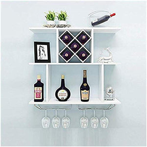 Scaffale Legno Porta Vino Porta Bottiglie E Vetro Portabottiglie Per Vino- Portabottiglie Da Parete, Portabottiglie Da Vino, Per La Decorazione Della Cucina E Della Sala Da Pranzo-bianca