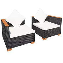 Divano Angolare da Giardino 69.5 x 69.5 x 57.5 cm Divano da Giardino in Polyrattan con 2 Cuscini di Seduta e 2 Cuscini per Lo Schienale -Nero e Marrone