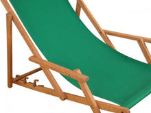 Sedia a Sdraio Verde da Giardino,Spiaggia con braccioli e tavolino in Faggio 10-304T