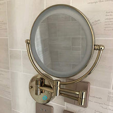 Specchio Ingranditore da Parete 10x con Luce LED, 360°Girevole Specchio Trucco Specchio Bagno Estensibile, 7.8 Pollici Specchio da Barba con luce Regolabile USB Ricaricabile