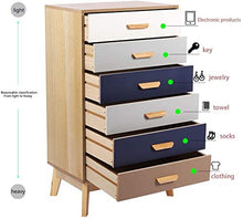 MISLD Cassettiera in Legno Camera Bagagli unità Mobili Camera da Letto Bianco (6 cassetti (Color : Natural Frame 6 Drawers)