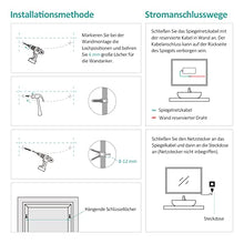 EMKE Specchio bagno LED 80 x 60 cm con luce bianca fredda con interruttore tattile, anti-appannamento, specchio per il trucco con ingrandimento 3 volte IP44