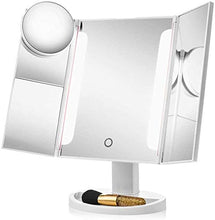 LBWARMB Trucco Specchio con luci Specchio per Il Trucco a LED W / 10X ingrandimento Vanity e Spazzola per Il Trucco Portatile Portatile, Specchio Illuminato da Daylight HD
