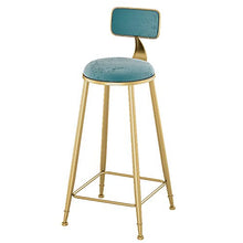 XINGLEI Sgabelli da Bar, sgabelli Alti, sgabelli da Bar Comodi dal Design ergonomico, con Schienale Alto e Gambe in Metallo Dorato, per Cucina, Pub e bancone (Color : Blue)