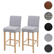 Mendler Coppia sgabelli HWC-C33 Lounge Legno Tessuto - Grigio Chiaro Piedi Chiari