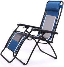 FACAZ Sedia Pieghevole Zero Gravity Pausa Pranzo Sedia da Salotto Tessuto in Rete Traspirante Ufficio da Spiaggia Balcone per Anziani con Cuscino Imbottito Regolabile Blu e Grigio