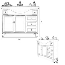 Shop Chic Arredo bagno in legno in stile decapè avorio con lavabo ante e cassetti