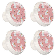 4 maniglie per armadietti, credenze, cassetti, mobili da cucina o camera dei bambini, rosa coniglio pasquale, motivo floreale
