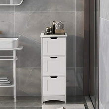 Badezimmerschrank, schmaler Badschrank mit 3 Schubladen, Beistellschrank, Kommode, Wohnzimmer, Küche, freistehend, weiÃμ, 30x30x82cm