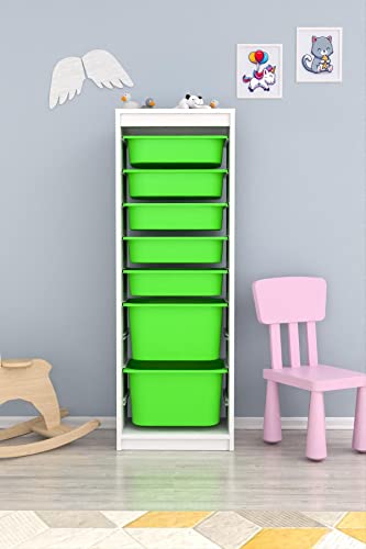 Derin's Armadietto portaoggetti per bambini | 4 cassetti | Bianco | Rosa | Organizzatore | Armadietto portaoggetti | Con unità | Stanza | Cassettiera | Plastica | Armadietto | Scatola