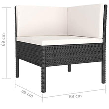 Festnight 6 pz Set Divano da Giardino, Salotto da Giardino con Cuscini, Divani Modulari da Esterno, Divano da Giardino, Set di Mobili da Giardino, in Polyrattan Nero