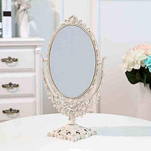 L.TSN Semplice Specchio di Bellezza Europeo Specchio per Il Trucco del Desktop Specchio bifacciale Specchio Portatile Occhiali per Il Trucco Specchio Pieghevole, Bianco, Tromba Ovale
