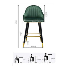 N / A Sgabello poggiapiedi Candy Color Gambe di Velluto sgabelli da Bar Sedia in Legno massello poggiapiedi Cucina Colazione posti a Sedere (Gamba Ottone) Bar Stool (Grey, Dimensione, 65.